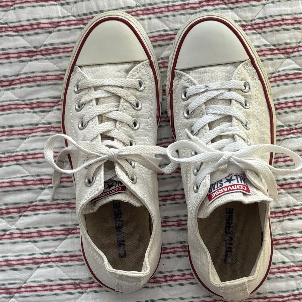 Converse Off-White Sneakers with Red Trim